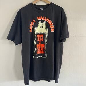 VTG Happy Halloween‎ Glow In The Dark Trick Or Treat Shirt Black XLarge Made USA